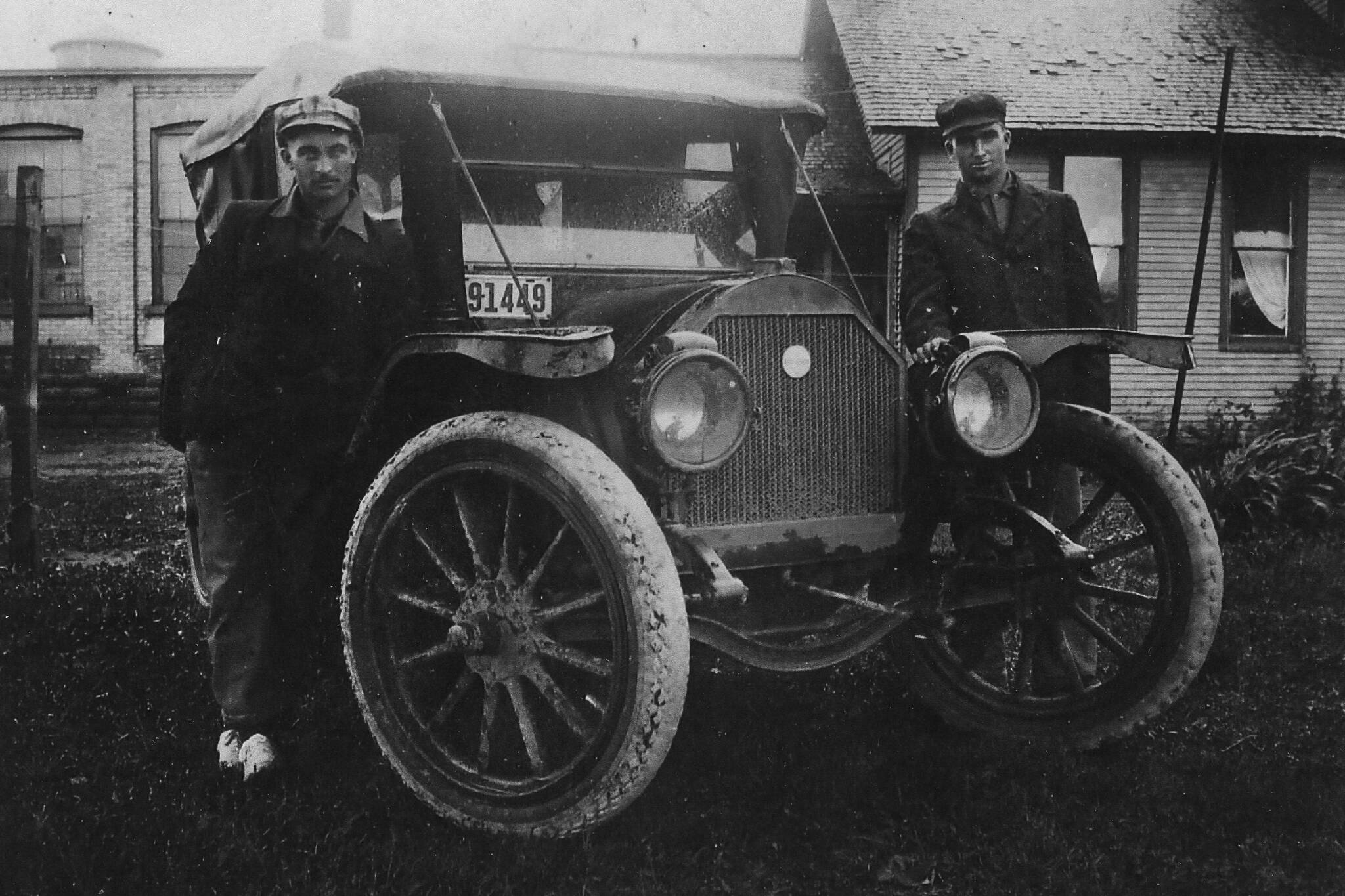 Brothers James (left) and Lawrence Keeler with their Kissel car, circa 1910s. Both brothers enlisted in the U.S. Army to fight in World War I. James was killed in battle. Photo courtesy of the Keeler Family Collection.