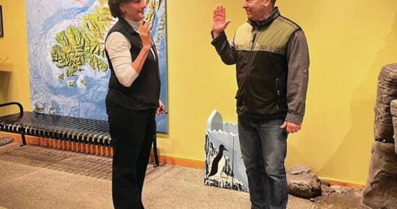Photo provided by Sarah Brewer
Reid Brewer takes the helm from Kris Holderied as new director at the Kasitsna Bay Lab at Homer Islands and Oceans Center on Jan. 16.