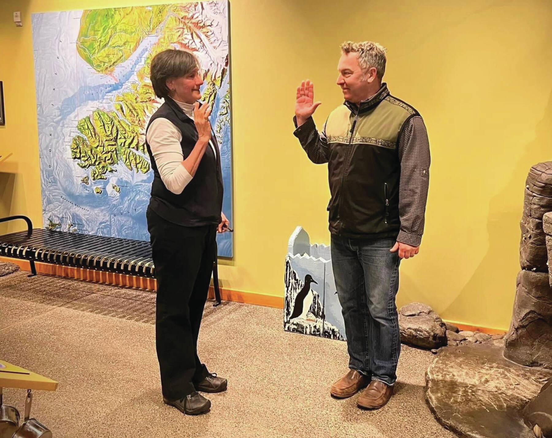 Photo provided by Sarah Brewer
Reid Brewer takes the helm from Kris Holderied as new director at the Kasitsna Bay Lab at Homer Islands and Oceans Center on Jan. 16.