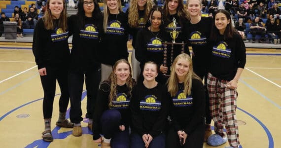 Photo provided by Coach Dan Miotke
Homer Lady Mariners win first place trophy at Donlin Gold high school basketball tournament in Bethel, Alaska January 18-20.