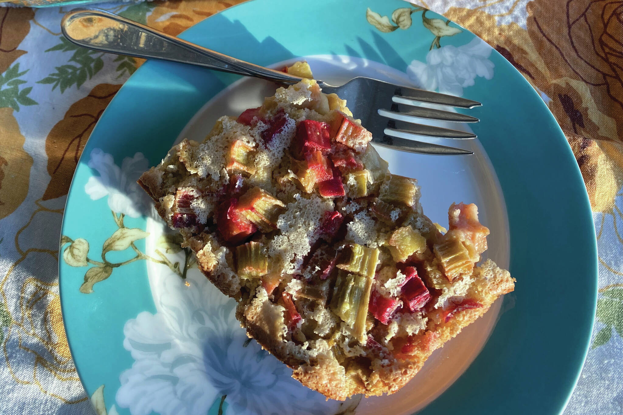These rhubarb dream bars are equally sour and sweet and are delicious served cold or hot with a scoop of vanilla ice cream. (Photo by Tressa Dale/Peninsula Clarion)