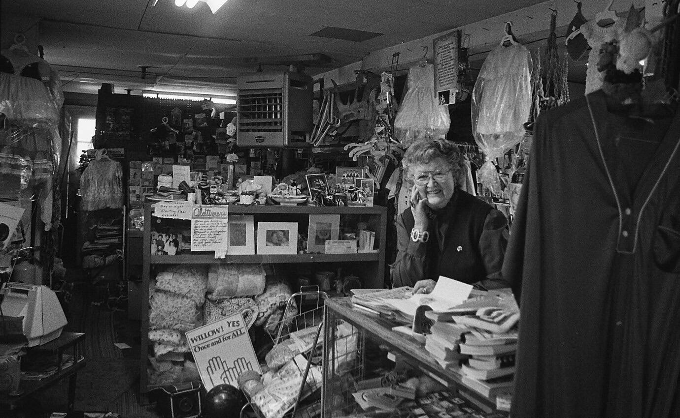 Photo by Clark Fair
Verona (Keeler) Wilson’s best friend in Soldotna was Vera Howarth (seen here in the 1980s), owner of Vera’s Variety, located right beside Verona and Don Wilson’s grocery store.