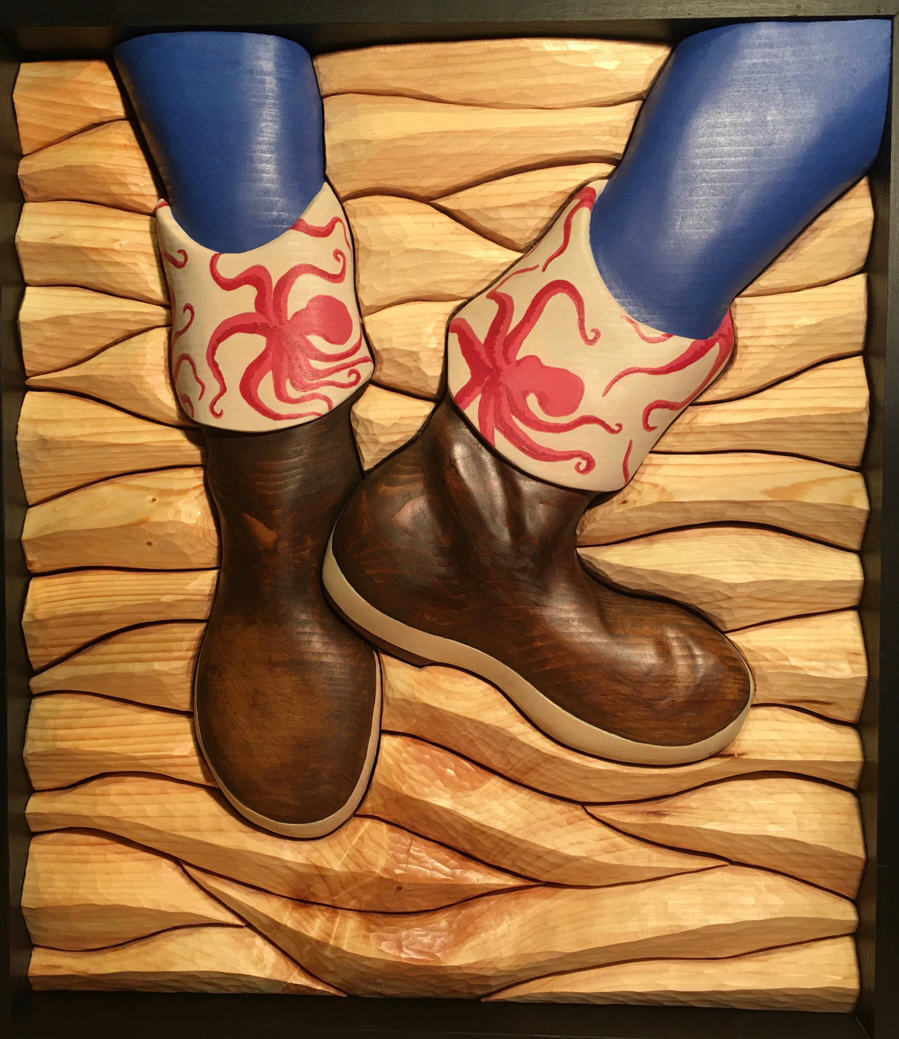 “A Little Attitude,” a commission piece by Deb Lowney was made from spruce wood and acrylic paint in 2020. Photo provided by Deb Lowney