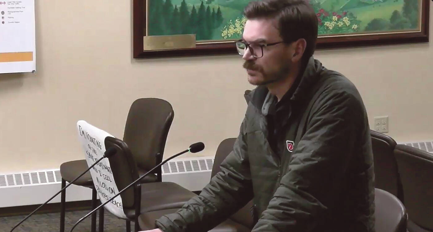 Doyon representative Zach Dunlap thanks the Homer Planning Commission for their work at the special meeting on Wednesday, Jan. 31<ins>, 2024</ins> in the Homer City Hall Cowles Council Chambers<ins> in Homer, Alaska</ins>. Screenshot.