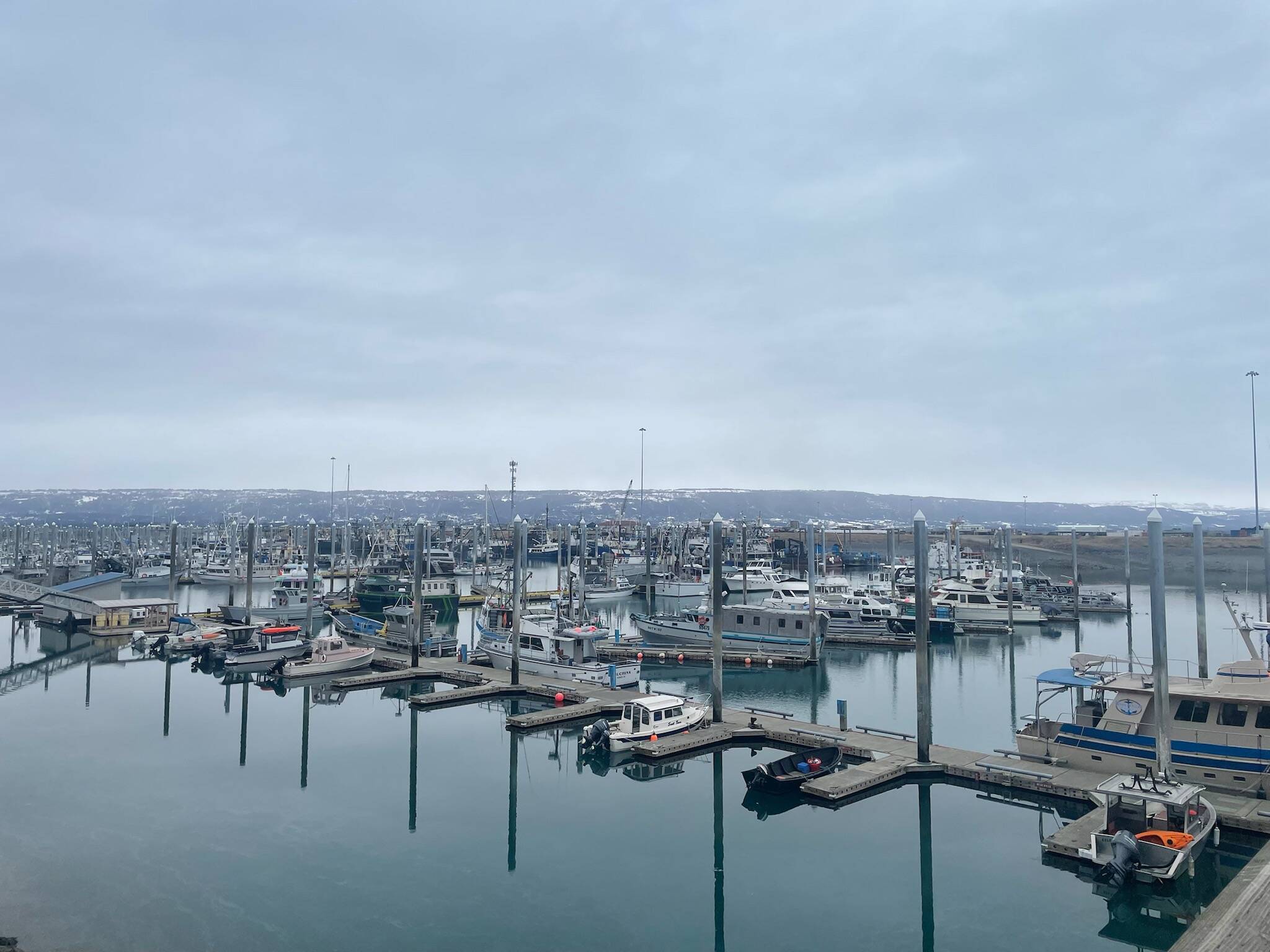 The south end of Homer Harbor is photographed on Tuesday, April 11, 2023 in Homer, Alaska. (Photo by Emilie Springer/Homer News)