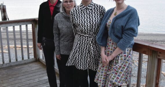 Photo by Emilie Springer
2024 Haven House Women of Distinction awardees from left to right: Nina Faust, Flo Larsen, Ireland Styvar and Keri Kelller on the upstairs deck at Land’s End Resort on the Homer Spit last Saturday evening after the evening ceremony.