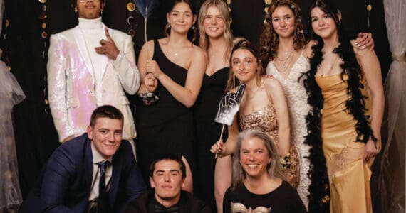 Homer High School Yearbook students at the 2024 Great Gatsby prom. Left to right back: Ally High, Caitlyn Rogers, Minadora Reutov, Nathan Overson, William Bradshaw, Annabelle Franciscone, Sofia Loboy. Left to right front: Alaiyah Brost, Katelyn Marroquin, Suzanne Bishop, Julie Guess, Juliann Techie, Natalie Kientz, Amanda Toce