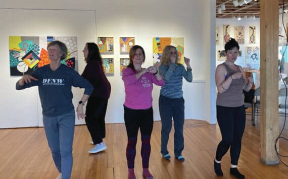 Photo by Emilie Springer/Homer News
Participants at D. Chase Angier’s movement choreography workshop at Bunnell Street Arts Center Sunday.