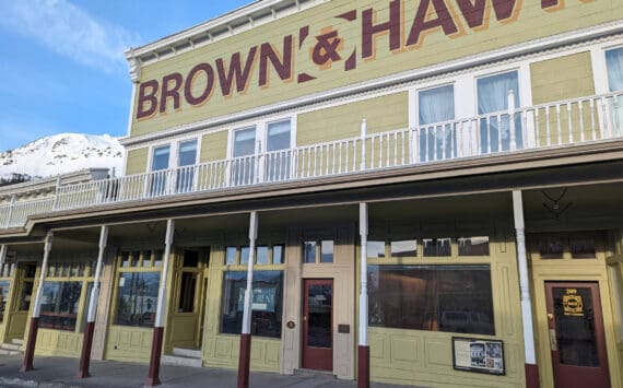 The Brown & Hawkins building is photographed in Seward, Alaska, on Saturday, April 20, 2024. (Photo by Erin Thompson/Peninsula Clarion)