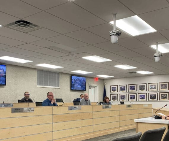 Kenai Peninsula Education Association President LaDawn Druce speaks in support of borough and school district budget collaboration during a borough assembly meeting on Tuesday, May 7, 2024, in Soldotna, Alaska. (Ashlyn O’Hara/Peninsula Clarion)