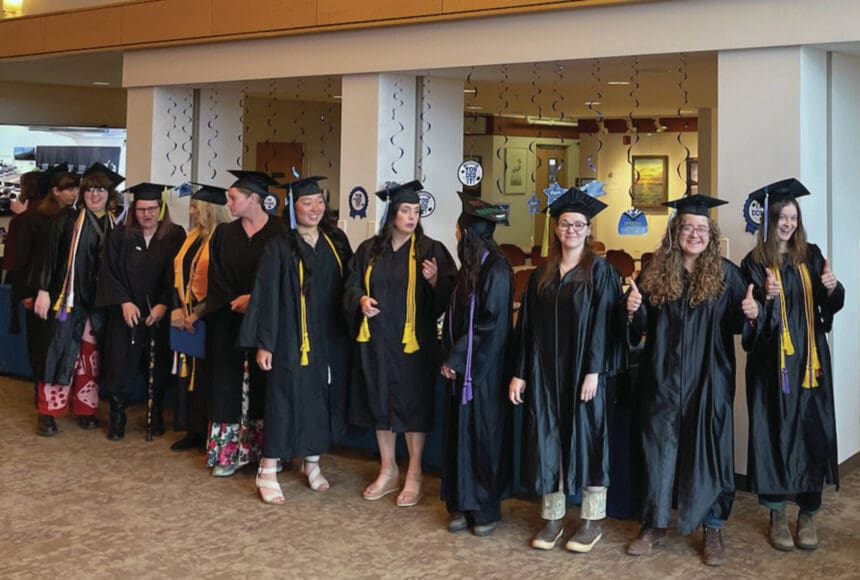 <p>Kachemak Bay Campus 2024 graduates prepare to enter commencement at the campus on May 8, 2024, in Homer, Alaska. (Emilie Springer/ Homer News)</p>