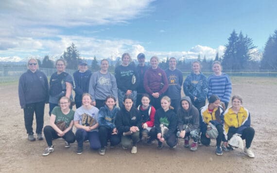 Homer High School Mariner softball team poses at for a team photo at Jack Gist Park in Homer on Monday, May 14. Emilie Springer/ Homer News