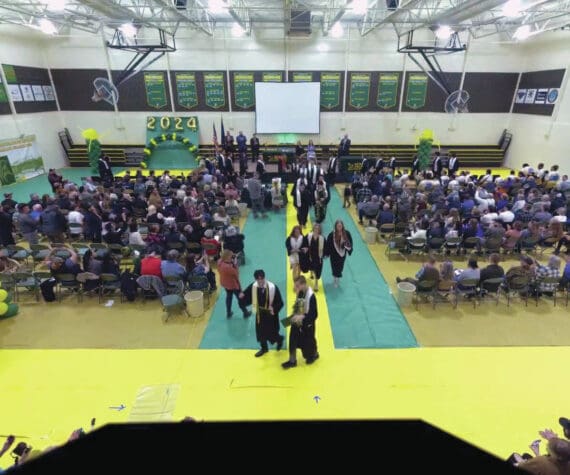 Screenshot
Graduates of Seward High School leave the gym at the end of their graduation ceremony on Wednesday, May 15.