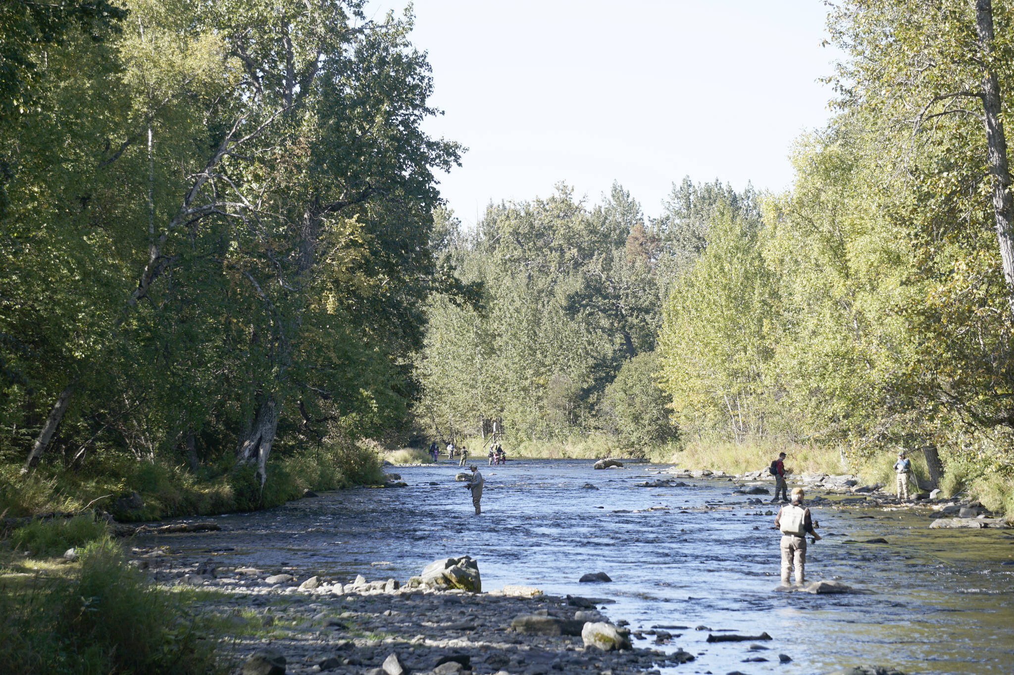 Anglers fish in the Russian River in early September 2020. (Photo by Michael Armstrong/Homer News file)