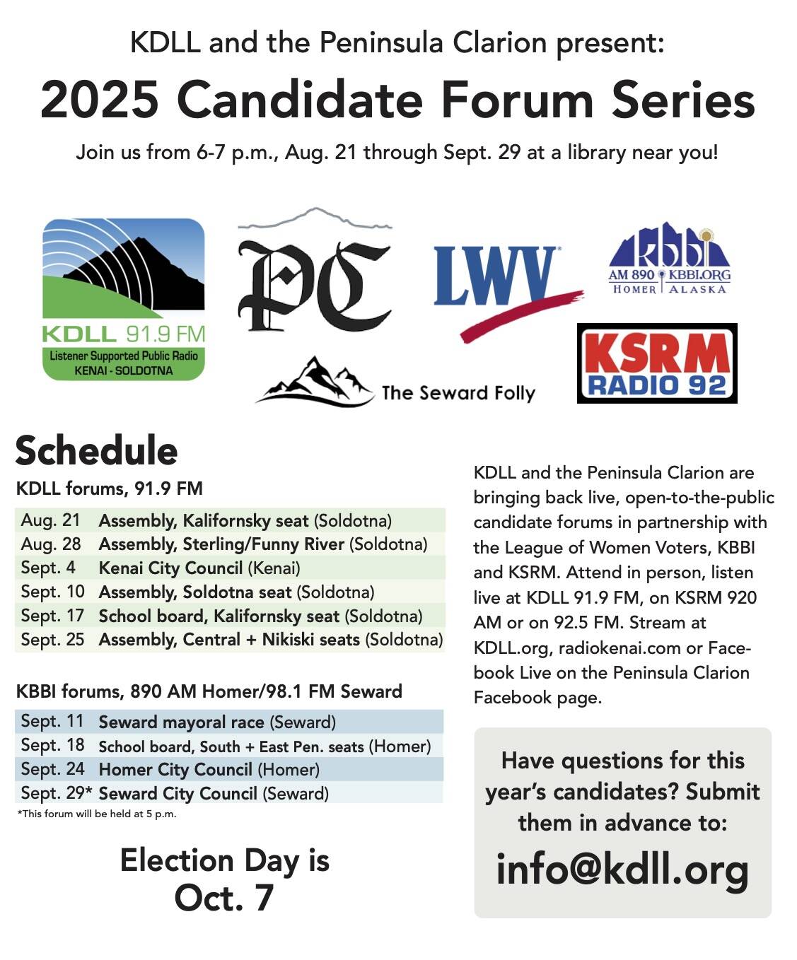 Clarion, KDLL to host candidate forum series | Homer News