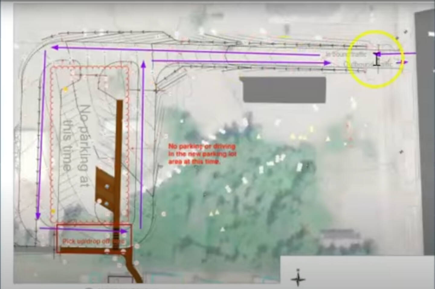 A map depicts the new student pick-up/drop-off route for Chapman School in Anchor Point, Alaska. Screenshot.