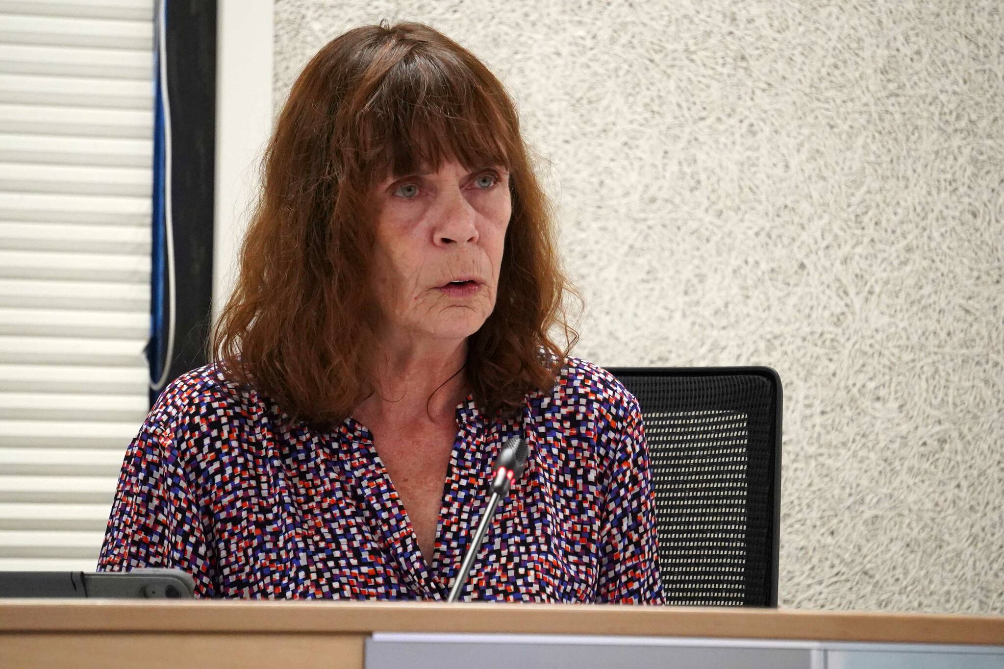 Vice President Kelly Cooper speaks during a meeting of the Kenai Peninsula Borough Assembly in Soldotna, Alaska, on Tuesday, July 8, 2025. (Jake Dye/Peninsula Clarion)