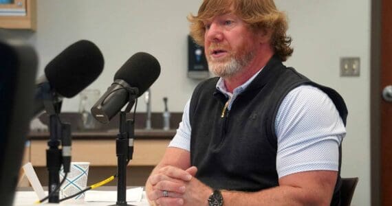 Sargeant Truesdell speaks during a forum with candidates for the Soldotna seat on the Kenai Peninsula Borough Assembly at the Soldotna Public Library in Soldotna, Alaska, on Wednesday, Sept. 10, 2025. (Jake Dye/Peninsula Clarion)