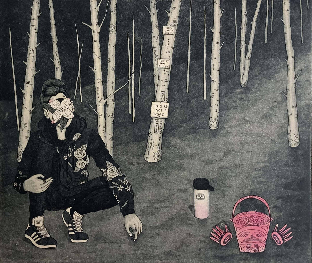 Dream Space II Subsistence and Reminiscence by printmaker Ethan Kayaani Lauesen is on display through October in the artists collaborative exhibit at Bunnell Street Arts Center. Photo provided by Bunnell Street Arts Center