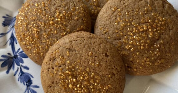 These spiced molasses cookies with golden sprinkles are pillowy and fragrant. Photo by Tressa Dale/Peninsula Clarion