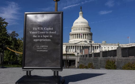 Signage outside the Capitol Hill visitors center notifies the public of its closure due to the government shutdown in Washington, on Wednesday, Oct. 1, 2025. The first government shutdown in nearly six years left federal agencies in flux and many of their employees in a state of confusion on Wednesday, Oct. 1, 2025, as they received last-minute and conflicting instructions from managers. (Alex Kent/The New York Times)