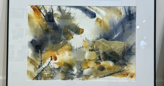 "Katmai Bears" is a watercolor painting by Bruce Sink on display through October at Fireweed Gallery. Photo provided by Fireweed Gallery