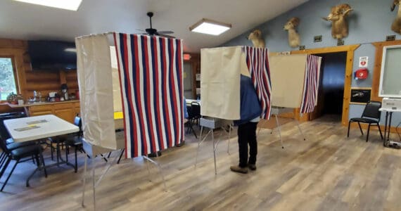 A voter fills out their ballot on Election Day, Tuesday, Oct. 7, 2025, at the Anchor Point Community and Senior Center in Anchor Point, Alaska. (Delcenia Cosman/Homer News)
