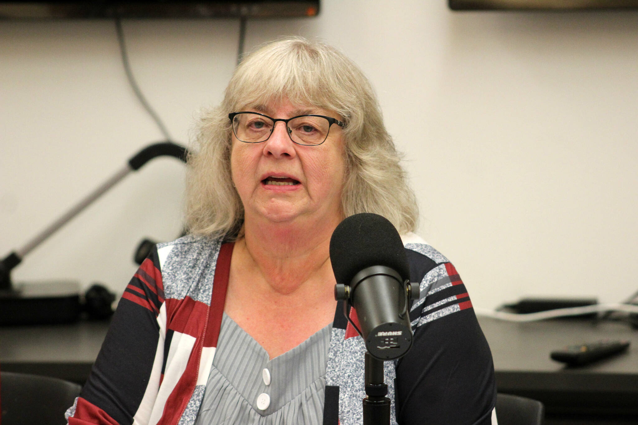 Victoria Askin speaks during a forum with candidates for Kenai mayor and city council at the Kenai Community Library in Kenai, Alaska, on Thursday, Sept. 4, 2025. (Jake Dye/Peninsula Clarion)