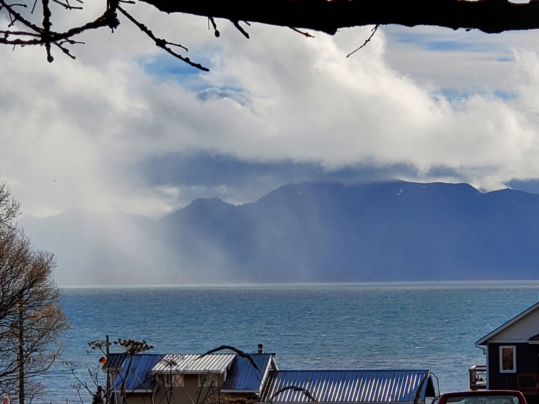Fog rolls across Kachemak Bay on Monday, Oct. 13, 2025, in Homer, Alaska. (Delcenia Cosman/Homer News)
