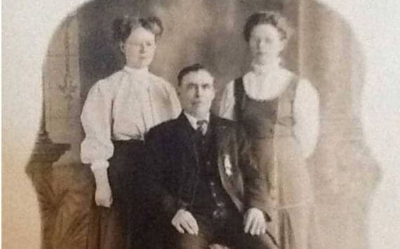 James Forrest Kalles (shown here with his daughters, Margaret and Emma) became the guardian of King David Thurman’s estate in early 1915 after Thurman went missing in 1914 and was presumed dead. (Public photo from ancestry.com)