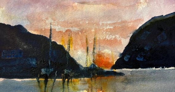 "Reflections" is a watercolor painting by Michael Murray, one of several paintings by members of the Kachemak Bay Watercolor Society on display through November at Fireweed Gallery. Photo provided by Fireweed Gallery