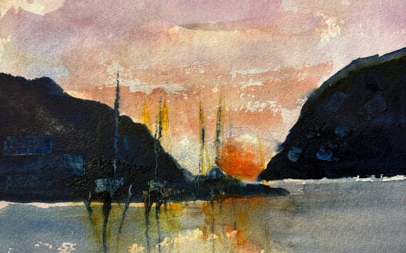 "Reflections" is a watercolor painting by Michael Murray, one of several paintings by members of the Kachemak Bay Watercolor Society on display through November at Fireweed Gallery. Photo provided by Fireweed Gallery