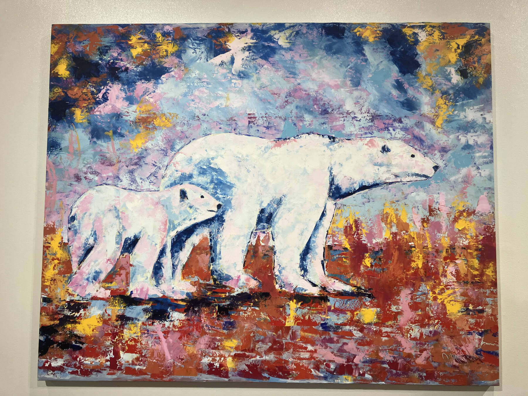 World on Fire is an oil on canvas work by American artist Geoffrey C. Smith on display through November at the Pratt Museum in an exhibit of the artists paintings and driftwood sculptures. Photo provided by the Pratt Museum