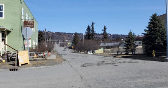 Main Street South, photographed on Saturday, April 6, 2024 between Pioneer Avenue and Bunnell Avenue, is one of the locations selected for the Homer All-Ages and Abilities Pedestrian Pathway project approved in the 2024-2027 Alaska Department of Transportation and Public Facilities Statewide Transportation Improvement Program. (Delcenia Cosman/Homer News)