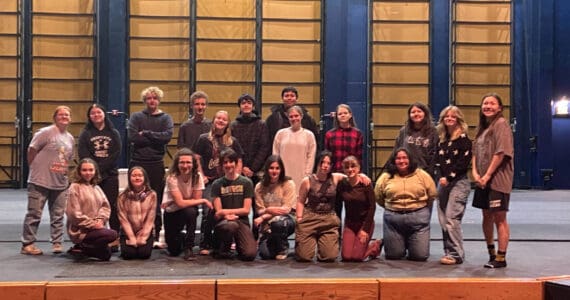 The cast of Kenai Central High School’s upcoming production of “A Midsummer Night’s Dream” pose for a photo on Nov. 6, 2025. The play will open on Nov. 14 at 7 p.m. Photo courtesy of Travis Lawson