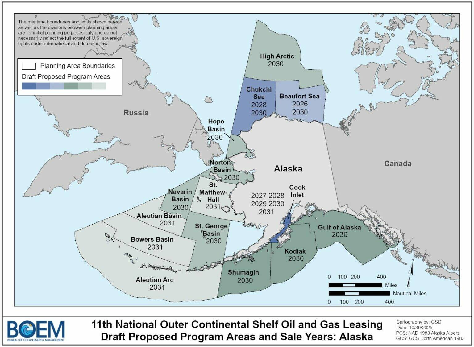 A map shows the locations of the 21 Alaska federal offshore oil and gas lease sales proposed by the Trump administration. (Map provided by the U.S. Bureau of Ocean Energy Management)
