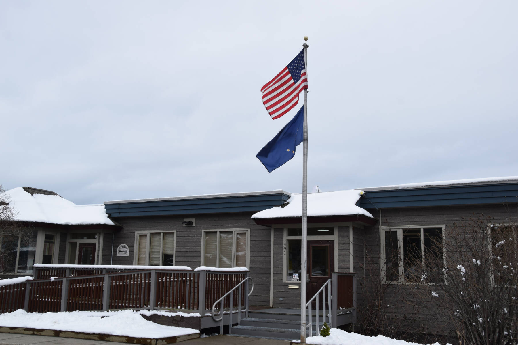 Homer City Hall is photographed on April 10, 2025, in Homer, Alaska. (Chloe Pleznac/Homer News)