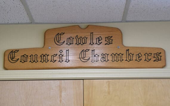 The Cowles Council Chambers are seen in Homer City Hall on Pioneer Avenue in April 2025 in Homer, Alaska. (Homer News file photo)