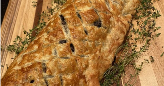 This dish, an earthy and herbaceous vegetarian reimagining of the classic beef wellington, is finished nicely with a creamy maple balsamic sauce. Photo by Tressa Dale/Peninsula Clarion