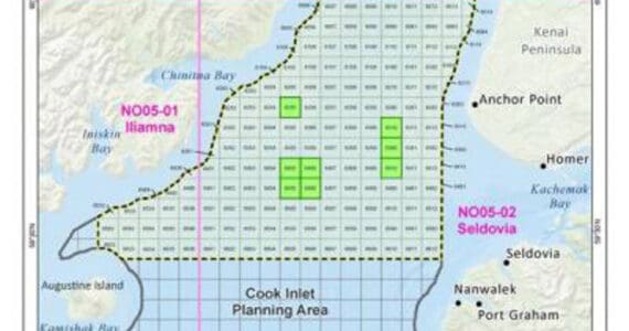 The Trump administration’s “Big Beautiful Bill” act requires the Bureau of Ocean Energy management to hold at least six offshore oil and gas lease sales in Alaska between 2026-2028 and 2030-2032. The first of these sales — known as “Big Beautiful Cook Inlet 1,” or BBC1— is scheduled for March 2026. Photo courtesy of the Bureau of Ocean Energy Management