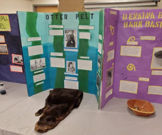 Artifacts from the Pratt Museum's permanent collection are on display alongside the Homer High School Alaska History class's temporary exhibit at the museum on Friday, Dec. 5, 2025, in Homer, Alaska. (Delcenia Cosman/Homer News)