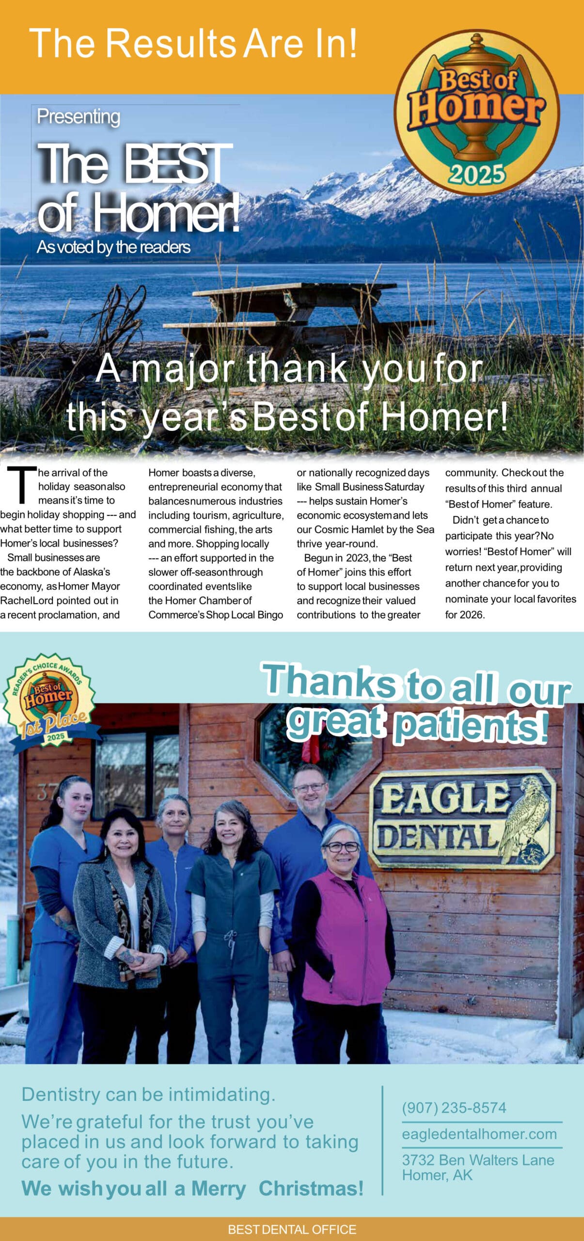 Results from the 2025 Best of Homer are printed in the Homer News on Dec. 4, 2025, in Homer, Alaska.