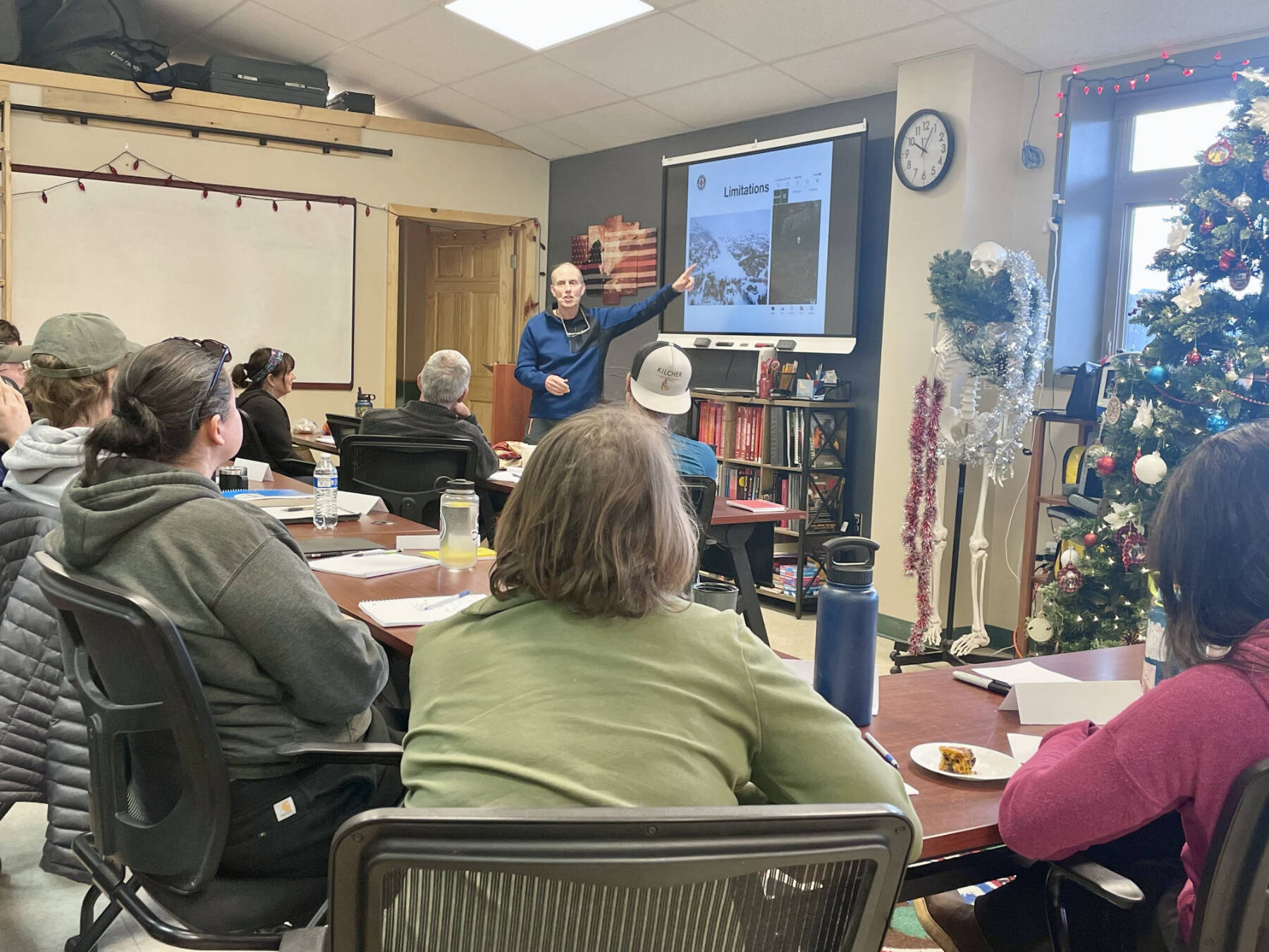 Mark Stigar with the MAT+SAR Search and Rescue group provides instruction to the initial training cohort of the Kachemak Bay Search and Group group on Jan. 30, 2026, at the Kachemak Emergency Services station in Homer, Alaska. Photo courtesy Kasey Aderhold
