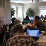 Local author Richard Chiappone discusses the merits of writing in the first person point of view with attending members of the 2018 Kachemak Bay Writers Conference in his workshop, I, Me, My: The Privileges and Responsibilities of the First Person Point of View Narrator, on Saturday, June 9, 2018 at Lands End Resort in Homer, Alaska. (Photo by Delcenia Cosman)