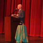 Kachemak Bay Writers Conference keynote speaker Anthony Doerr gives a public reading of his short story, The Deep, on Saturday, June 9, 2018 at the Homer High School Mariner Theatre in Homer, Alaska. (Photo by Delcenia Cosman)