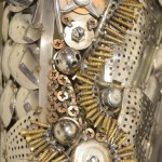 A close up of an engine on one of Don Henry&rsquo;s art bikes.