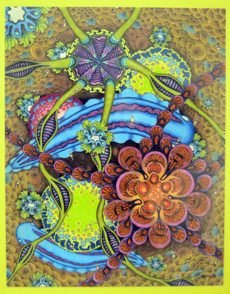 Photo by Michael Armstrong, Homer News  Don Henry&rsquo;s Tracker and four other motorcycle sculptures he created from all kinds of found objects are now on display at the Pratt Museum. One of Don Henry&rsquo;s &ldquo;astro&rdquo; tidepool drawings.