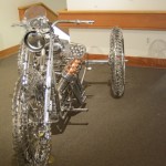 Photo by Michael Armstrong, Homer News  Don Henry&rsquo;s Tracker and four other motorcycle sculptures he created from all kinds of found objects are now on display at the Pratt Museum. Don Henry&rsquo;s Trike.
