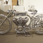 Photo by Michael Armstrong, Homer News  Don Henry&rsquo;s Tracker and four other motorcycle sculptures he created from all kinds of found objects are now on display at the Pratt Museum.