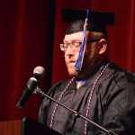 Michael Tupper delivers the student address during Kachemak Bay Campus commencement last Wednesday.